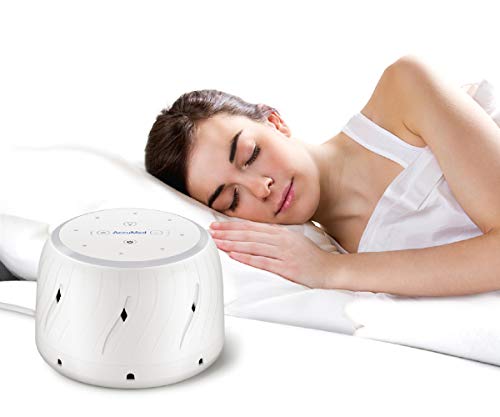 AccuMed Classic White Noise Machine, High Fidelity Sound Conditioner Machine, Variable Volume Adjust, Adjustable LED Lighting, High and Low Settings for Sleeping, Privacy, Relaxation (AC-WN106) White