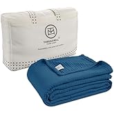 Threadmill Muslin King Blanket | 4 Layer 100% Cotton Gauze Summer Blanket | Soft, Breathable, and Cozy for All Seasons | Lighweight King Size Blanket for Bed | Folkstone Blue