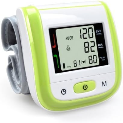 Automatic Wrist Blood Pressure Monitor Digital LCD Wrist Cuff Blood Pressure Meter Heart Beat Meter with Digital LED Display (Green)