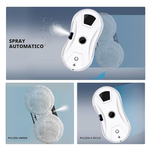 5600pa Robot Window Cleaner with Automatic Spray Jet, 3 Cleaning Modes, Automatic Glass Cleaner, Intelligent Edge Detection, Remote Control, 10 Microfibre Cloths