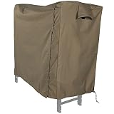 Sunnydaze Firewood Log Rack Cover - Weather-Resistant Outdoor Khaki Waterproof Heavy-Duty Wood Polyester Fabric Storage Cover with PVC Backing - 4-Foot