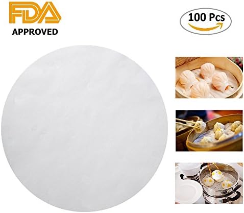 Cloudyfocus Air Fryer Liners - 100 Per Pack, 9 inch Premium Holeless Parchment Steaming Papers for Bamboo Steamer Basket, Non-stick Steamer Mat for Cooking, Baking, Grill, Toast