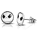 10 MM Stainless Steel Jack Skellington Round Circle Button Stud Post Earrings
