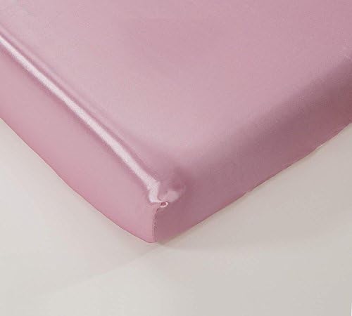 California Drapes Soft & Silky Satin Crib Fitted Sheet, Great for Babies with Sensitive Hair, Fully Elastic All Around for A Secure Fit (Light Pink)