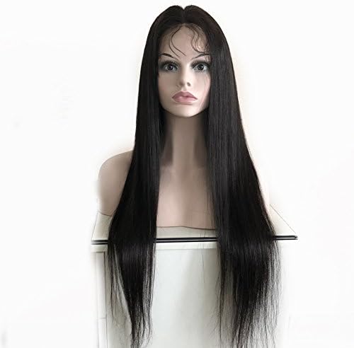 Forawme Straight Human Hair Wigs For Women #1B Natural Black 10 Inch Full Lace Wig 130% Density Middle Size Cap Real Virgin Hair