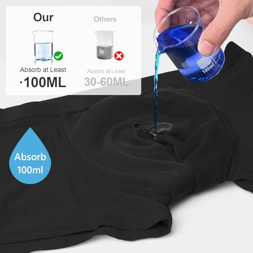 CITURLAN Calzones para Incontinencia para Hombre - Hasta 100ml de Absorción | A prueba de fugas y Neutraliza Olores | Calzones-bóxer Reutilizables y Lavables para Control de la Vejiga | Talla Alta para Uso Nocturno y Activo [Paquete de 3] (Negro, Talla L)