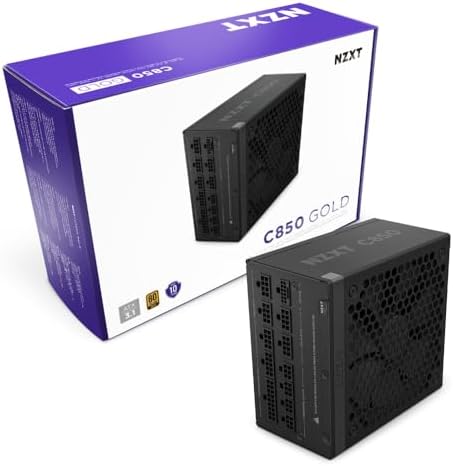 NZXT C850 Gold ATX 3.1-850W Fully Modular Power Supply | 850W 80 PLUS Gold ATX 3.1 PSU, fully modular and quiet. PCIe 5 ready for modern GPUs, backed by a 10-year warranty.