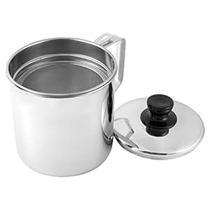 Amazon.com: Tebery Stainless Oil Storage Grease Strainer Pot 1.9 Quart ...