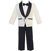 Lito Children's Wear Ivory Boys Tuxedo Suit with Black Pants - Toddler Tuxedo for Wedding and Parties