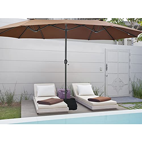 Patio Watcher 15 Ft Patio Double Sided Umbrella with Base, Extra Large