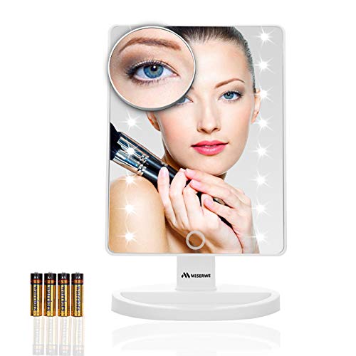 [New Version]Miserwe Makeup Mirror with Lights Touch Screen 16 Led Lighted Vanity Mirror with 4 AA Battery Large Size Removable 180 Degree Rotation Mirror with Lights and High Definition Clarity - Thumbnail 7