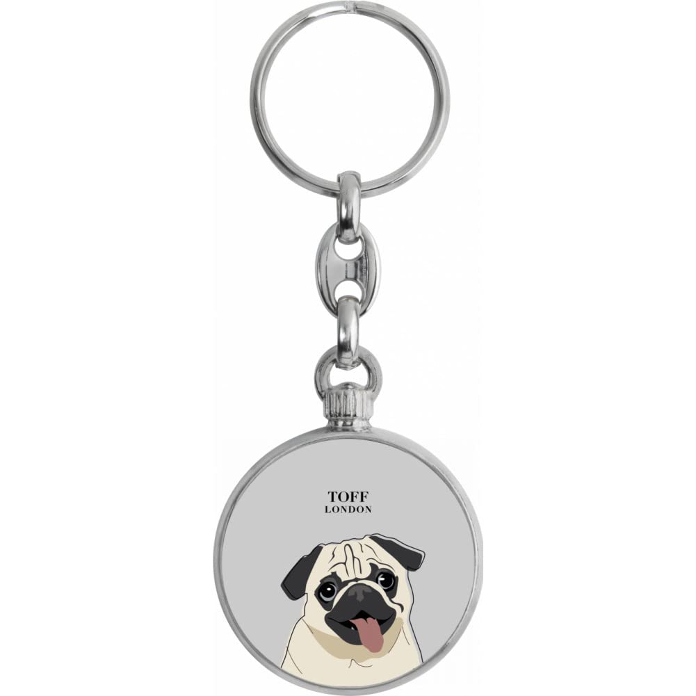 Toff London Beige Pug Dog Head Keyring