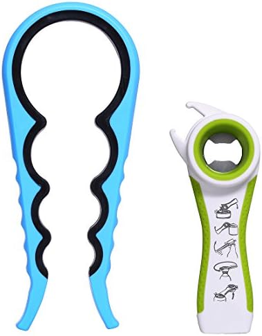 Premium Jar Opener Bottle Opener Can opener & 5-In-1 Multi-Opener Set - Easy Can Lid & Bottle Top Opener With Rubber Grip - Ideal For The Elderly & Senior Arthritis Suffers