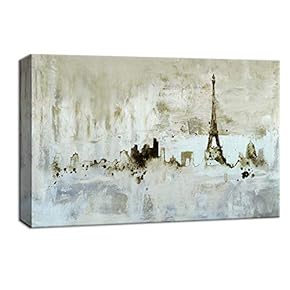 Canvas Wall Art Abstract Paris Eiffel Towel Painting Artwork for Home Decor Framed 12x18 inches