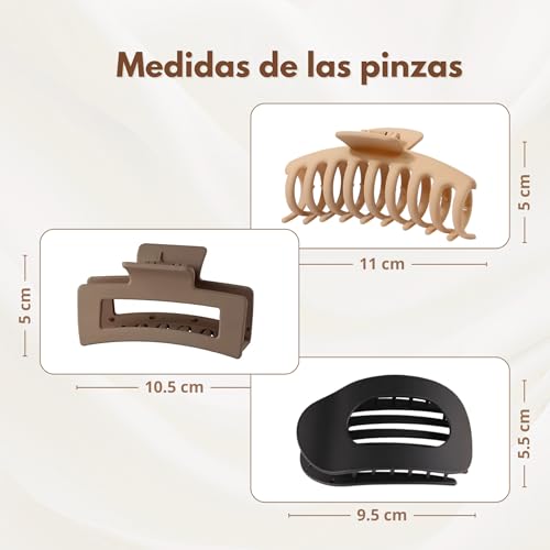 Marie Madeleine Women's Hair Clips, Set of 9 Brown Hair Clips, Hair Accessories for Girls and Teenagers, Large French Clips, Sturdy and Non-Slip (Set D)