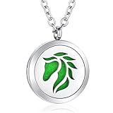 AZORA Aromatherapy Essential Oil Diffuser Necklace Locket Round Pendant with 24