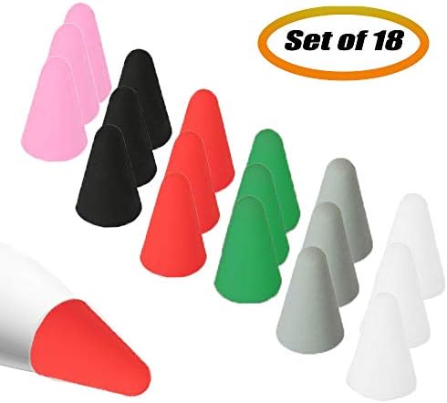 LORITARIA Set of 18 Rubber Cover Compatible with Apple Pencil Tips, 1st 2nd Generation, Silicone Nibs Cap Replacement Writing Protector for iPad Pencil (6 Colors)