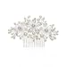 SWEETV Flower Wedding Hair Comb Ivory Pearl Clip,Bridal Hair Piece Women Hair Accessories for Brides
