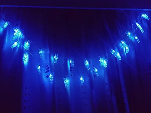 Jaya 40 LED Photo Clips String Lights, Fairy String Lights, Fun and Cute, Battery Operated, Romantic Blue Lights - for Bedroom Hanging Photos Pictures Cards