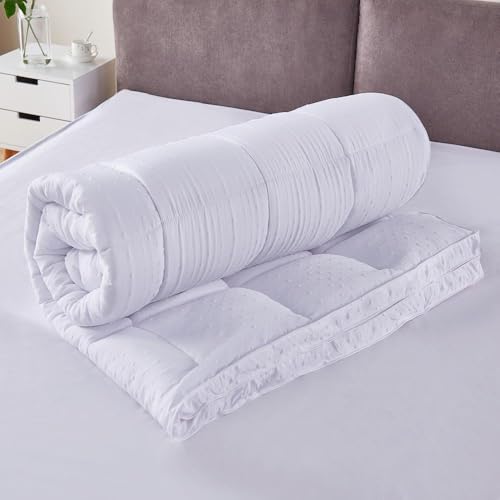 Bedecor Microfibre Mattress Topper 140 x 190, Very Soft and Comfortable Mattress Cover with Non-Slip Design, 3D Massage Bubbles Luxurious Topper 140 x 190, Anti-Allergy Mattress Cover and Machine Washable