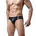 YUFEIDA Sexy Men's Mini Underwear Faux Leather Boxers Briefs Underpants Black (M)