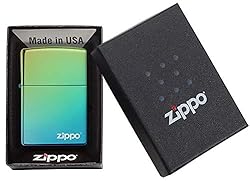 Zippo High Polish Teal Zippo Logo Pocket Lighter