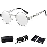 Dollger John Lennon Round Sunglasses Steampunk Metal Spring Frame Mirror Lens