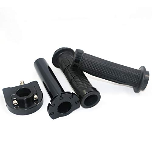 Yibid Motorcycle 7/8" Handlebar Rubber Gel Hand Grips and Throttle Gas Tube CNC Aluminum for 22MM Standard Bar Honda Yamaha Suzuki Kawasaki Ducati Sport Custom Street Dirt Bikes (Black)
