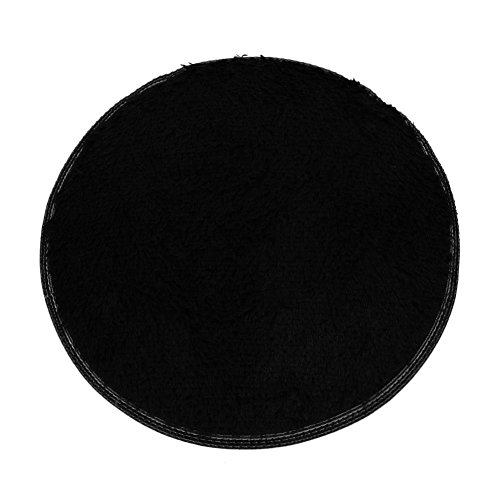 Vanvler Round Mat, Soft Bath Bedroom Floor Shower Non-slip Rug Pad 15.7 inch (Black)