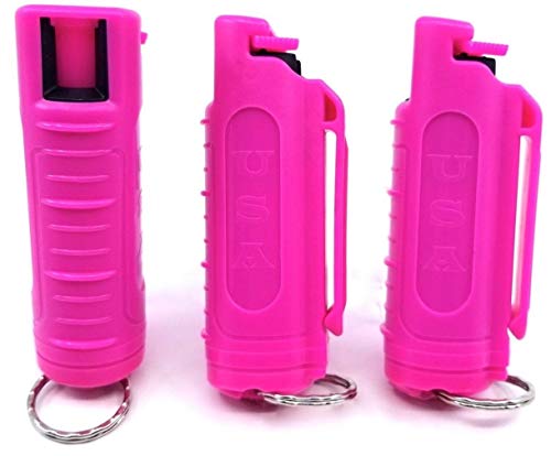 3 PACK POLICE MAGNUM OC-17 Pepper Spray 1/2oz HOT PINK Molded Keychain