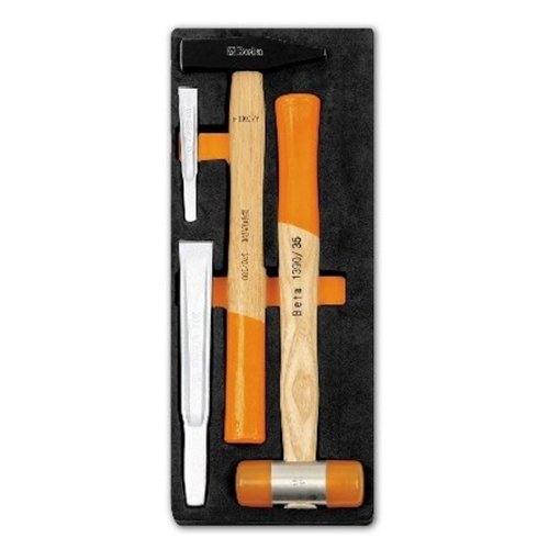 Beta 2424 M234 4 Piece Chisel, Engineer'S Hammer, Soft Face Hammer Assortment in tray
