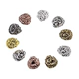 AD Beads Solid 10pcs Metal Lion, Sparta, Dragon, Wolf Bracelet Necklace Connector Charm Beads Silver Gold (12x12mm Lion Head, Mixed Color)