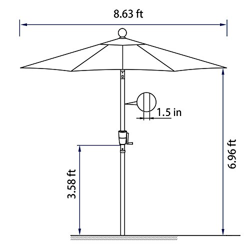 LCH 9 ft Outdoor Umbrella Patio Backyard Market Table Umbrella Sturdy Pole Push Button Easily Tilt Crank with Umbrella Cover (Blue) - Thumbnail 3