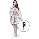Beautyrest Ultra Soft Sherpa Berber Fleece Electric Poncho Wrap Blanket Heated Throw with Auto Shutoff, 50