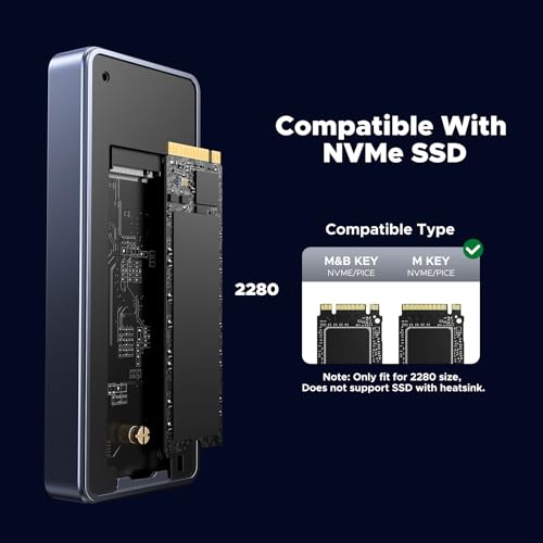 UGREEN 40Gbps M.2 NVMe SSD Enclosure with Fast Cooling Fan, NVMe Hard Drive Case Compatible with Thunderbolt 5 4 3, USB4 3.2 3.1 2.0, Support 8TB SSD 2280 B+M M-Key, 30cm USB C to C Cable Include