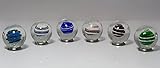 25mm Handmade Art Glass “Bumble Bubble” Marbles Set of 6 w/Stands