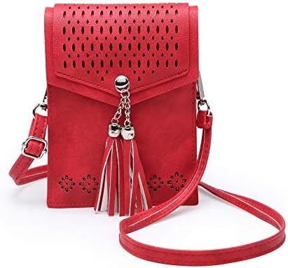 seOSTO Women Small Crossbody Bag, Tassel Cell Phone Purse Wallet