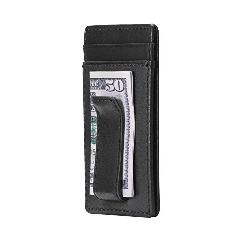 HOJ Co. Eastwood Money Clip Wallet-Front Pocket Wallet-Leather Covered Clip-Slim