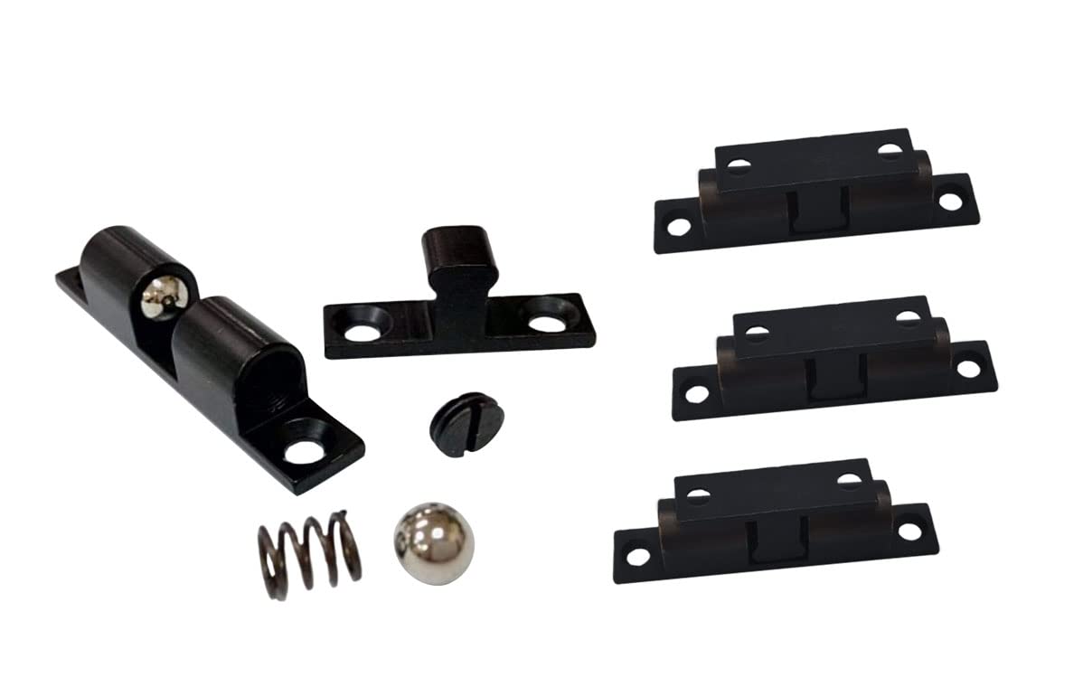 QCAA Solid Brass Double Ball Catch, 60mm, with#304 Stainless Steel Ball & Tension Spring, Matte Black, 4 Pack, Made in Taiwan