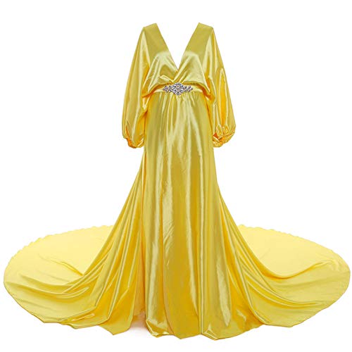 Tianzhihe Women's Silk Satin Maternity Robe Long Sleeve Bride