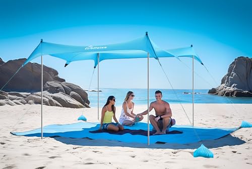 WolfWise UPF50+ Beach Tent with Sun Protection 3 x 3 m Beach Tent with Sand Anchor