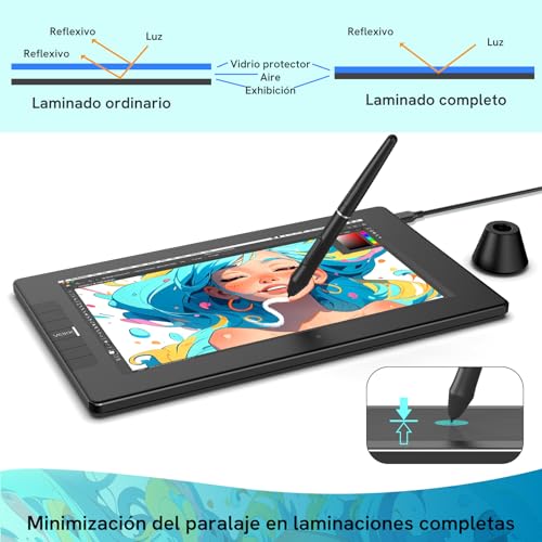 VEIKK VK1200V2 Tableta Gráfica con Pantallata 11.6 Pulgadas FHD Monitor con 6 Teclas de Acceso Directo y Tilt Función ; Tableta de Dibujo Compatible Windows/Mac/Linux