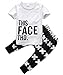 Little Boys Short Sleeve Letters Print T-Shirt and Cross Pants Outfit