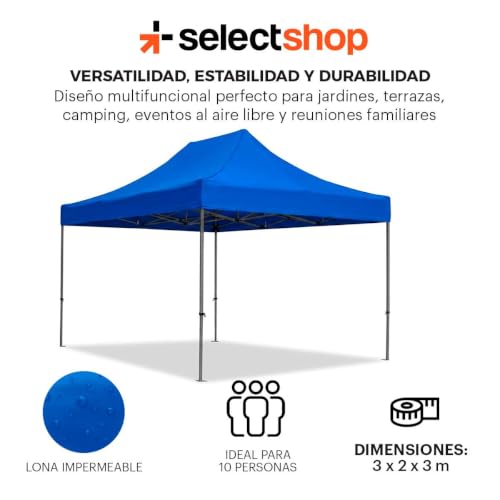 SELECTSHOP Carpa Toldo 2x3M Reforzado Plegable Impermeable Facil Armado Y Transporte para Jardín Casa Exterior Uso Rudo Acero Lona (Azul)