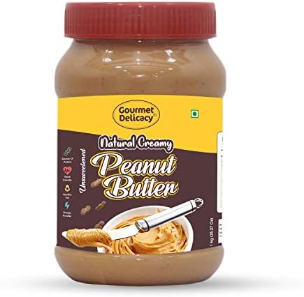 Gourmet Delicacy Natural Creamy Peanut Butter, 1kg (Unsweetened, Gluten Free, Vegan)