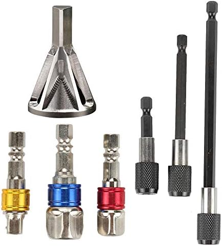 Breynet Quick Change and Release Drill Bit Power Impact Driver Bit Magnetic Socket Screwdriver Drill Bit Holder Extension Set Deburring External Chamfer Tool Drill Bit for Size 8-32 Bolts