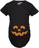 Maternity Cartoon Eyes Pumpkin Face Halloween Pregnancy Announcement T shirt (Black)