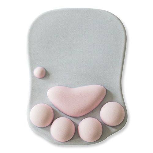 Cat Paw Mouse Pad With Wrist Support, Cartoon Cute Cats Paw Soft Silicone Rests Wrist Cushion Fashion Rest Comfort Mouse Pats (10.6×8.0)
