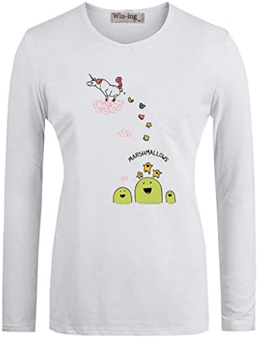 Spring Autumn Casual T shirt Funny Unicorn poop marshmallows cotton candy Graphic Women Girl Long Sleeves T-shirt Tees Tops