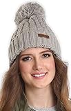 Brook + Bay Pom Pom Beanie - Stay Warm & Stylish - Thick, Soft & Chunky Cable Knit Beanie Hats Women & Men - Serious Beanies Serious Style